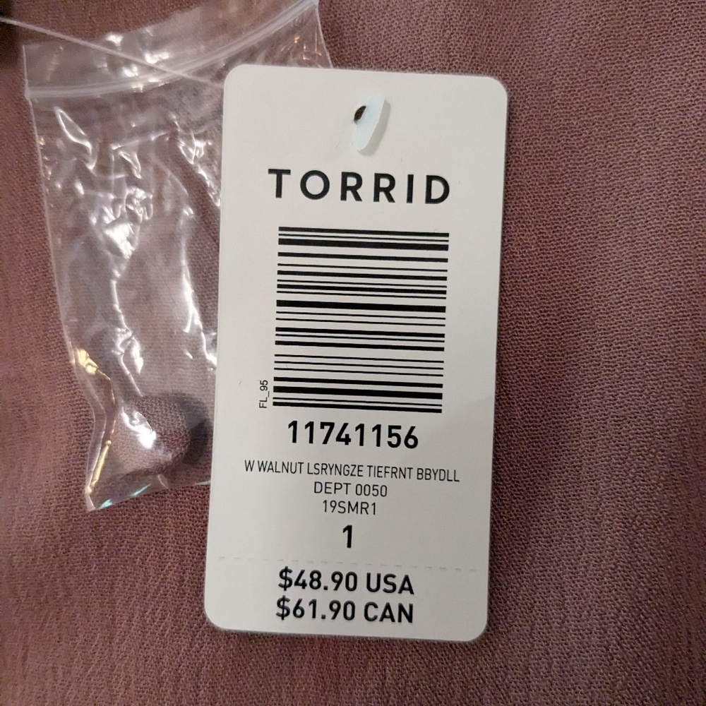 Torrid 1 Tie Front Babydoll Cardigan NWT - Picture 6 of 6